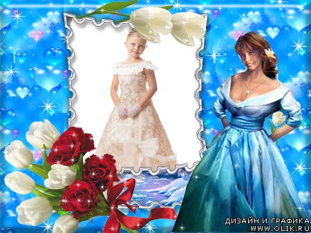 Рамочка для фотошопа - Принцесса и розы