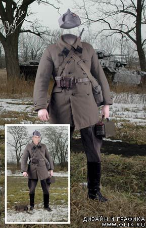 шаблон для фотомонтажа - Красноармеец в зимней форме, инженерные войска 1941-1943гг