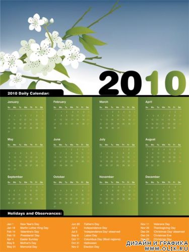 Календарь 2010 в векторе Календарь 2010 в векторе