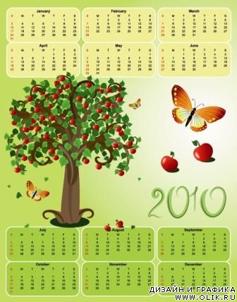 Календарь 2010 в векторе Календарь 2010 в векторе