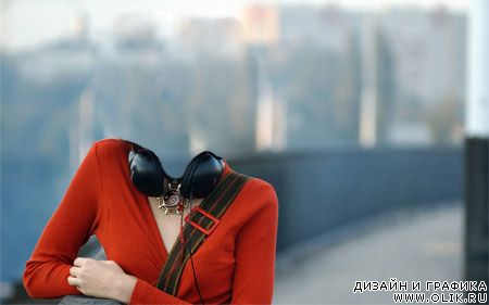 Шаблон для фотошоп – Девушка с наушниками