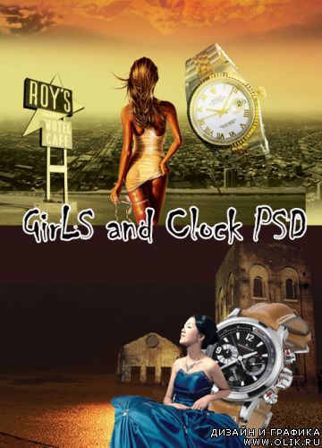 Clock and Girl PSD Clock and Girl PSD