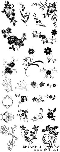 Векторный клипарт - Decorative Floral Patterns