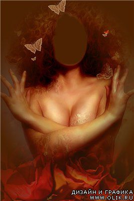 Женский шаблон для фотошоп - Королева бабочек