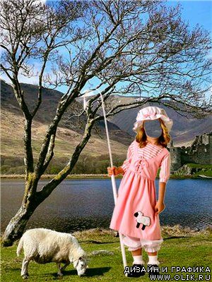Детский шаблон для фотошоп - Пастушка