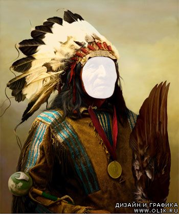 Шаблон для фотошоп – Вождь индейцев