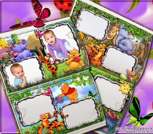 Рамочки для оформления детских фото с Винни