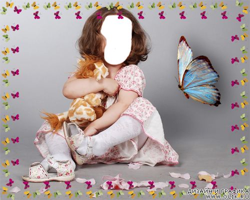 Шаблон Девочка с бабочкой