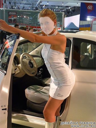 Шаблон для фотошоп – Девушка на автосалоне