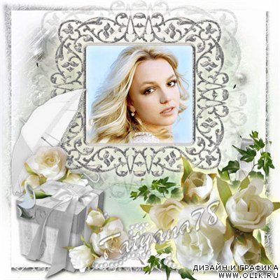 Рамка - Белые розы
