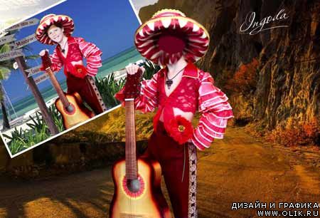 шаблон для фотомонтажа  -  Мальчик в сомбреро