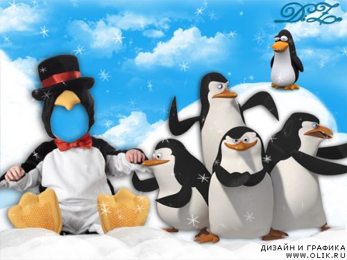 Шаблон детский Пингвин