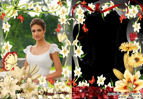 Рамочки для оформления фото - Букеты с лилиями