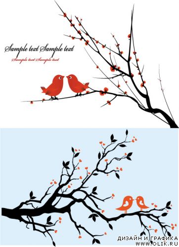 Birds spring vector