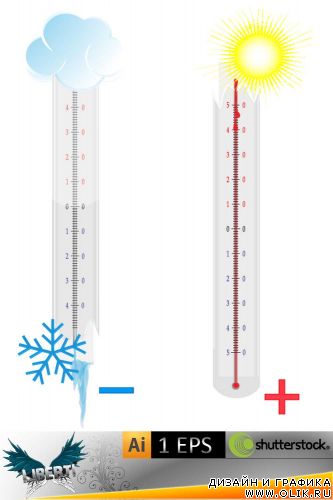 Два сломанных термометра на белом фоне
