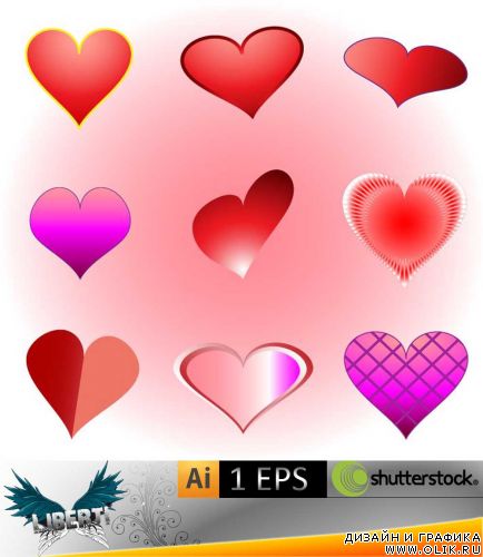 Векторный набор различных сердечек