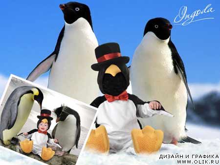 шаблон для фотомонтажа -  Kinder-pinguin