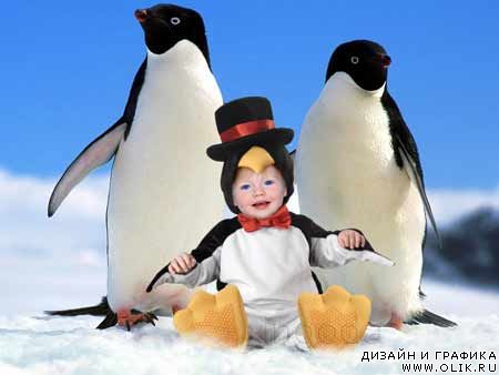 шаблон для фотомонтажа - Kinder-pinguin