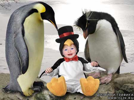 шаблон для фотомонтажа - Kinder-pinguin