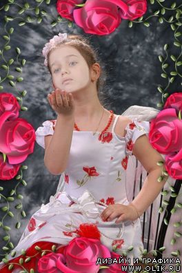 Детский шаблон для PHSP - Девочка в розах