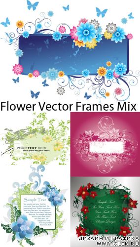Vector Flower Frames Mix