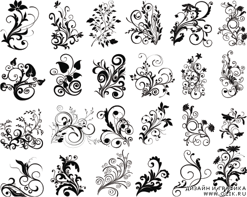 Коллекция векторных цветочных узоров. The collection of floral patterns.