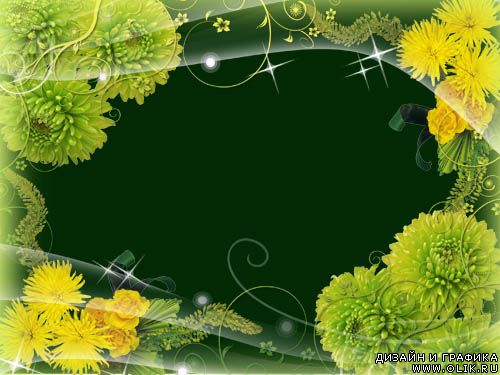 Рамка для фото – Желтые хризантемы