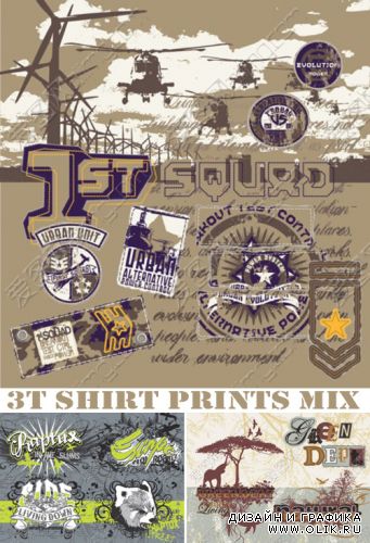 3 T shirt prints MIX