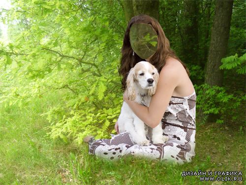 Шаблон для фотошоп - С спаниелью