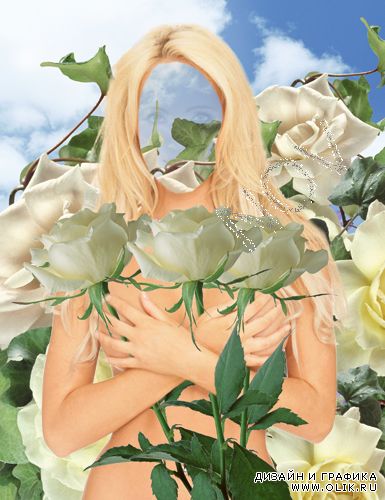 Шаблон для фотошоп -Белые розы