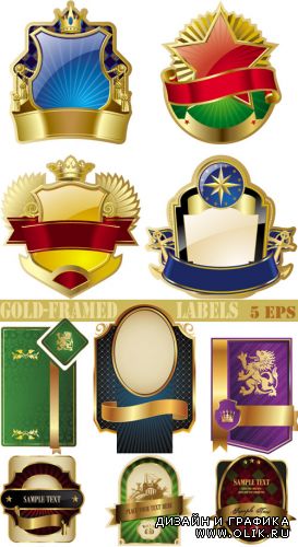 Gold-framed labels