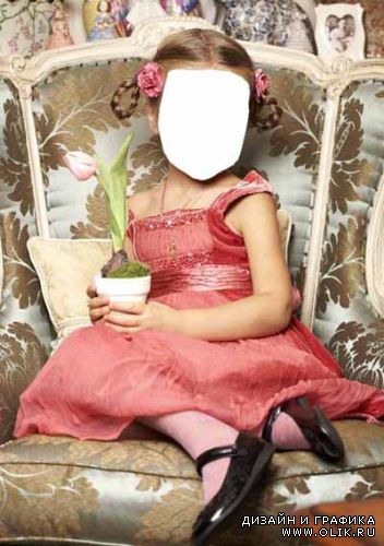 Детский шаблон - Девочка с тюльпаном