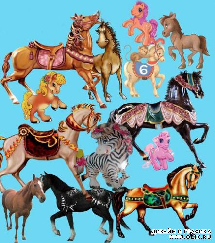 Забавные лошадки - PSD Clipart