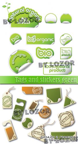 Tags and stickers green
