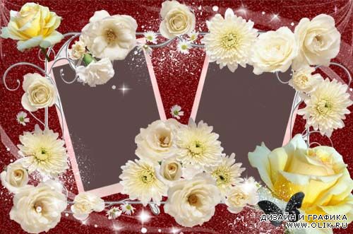Рамка для фотошоп  - Белые цветы