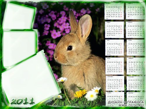Календарь с кроликом на 2011 год.
