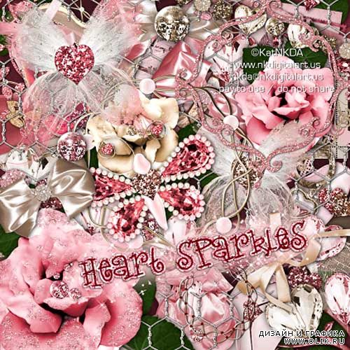 Скрап-набор - Сердце в блестках