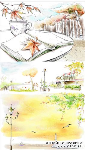 PSD - Осенние иллюстрации 3