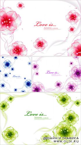 Flower vector cards 2