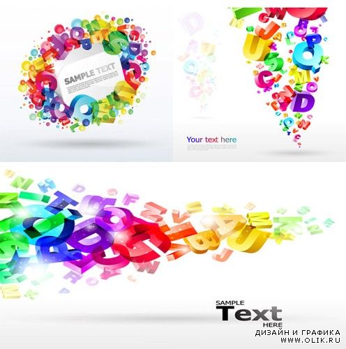 Color Letters Back Vector