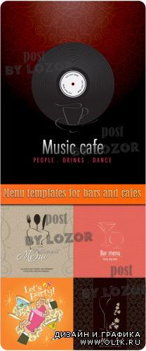Menu templates for bars and cafes