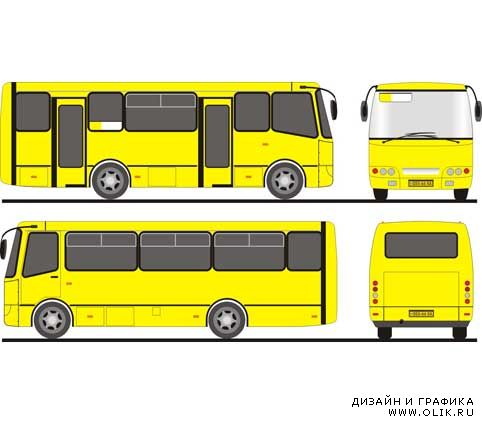 Автобус Богдан 092 в векторе (в натуральную величину)