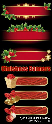 Red Christmas Banners Vector 2