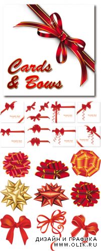 Cards and Red Bows Vector