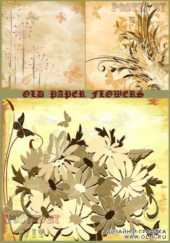 Flowers Old Paper 129
