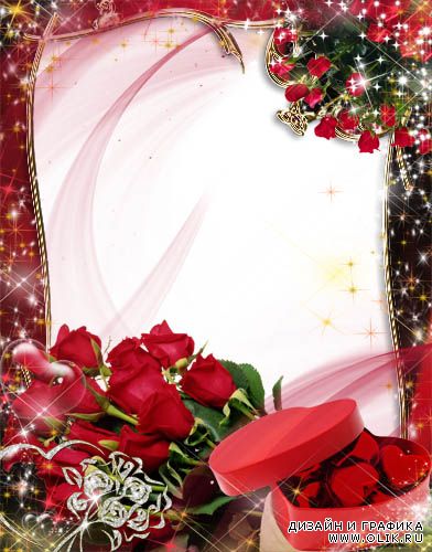 Рамка для фото –  Романтические алые розы