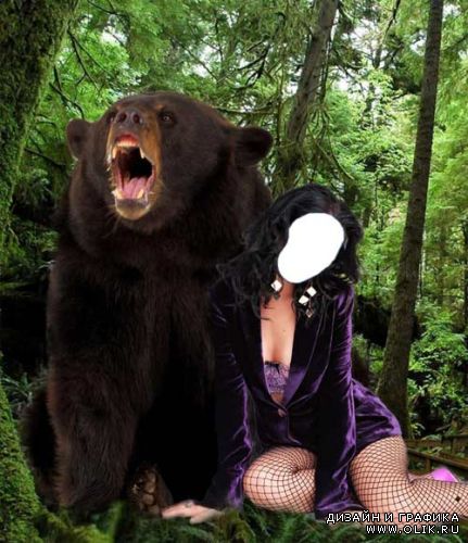 шаблон для фото С медведем