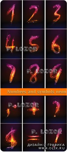 Numbers and symbols neon light