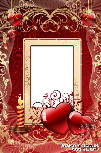 Романтическая рамочка для фото - Валентинка со свечками