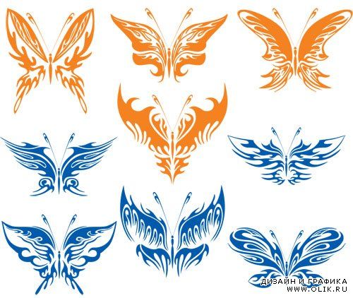 Векторные татуировки бабочек